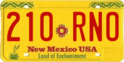 NM license plate 210RNO