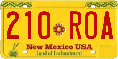 NM license plate 210ROA