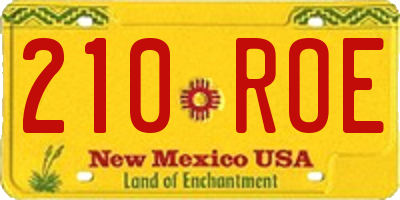 NM license plate 210ROE