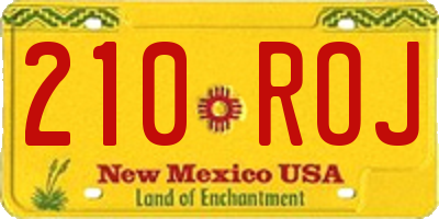 NM license plate 210ROJ