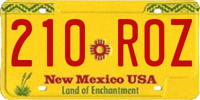 NM license plate 210ROZ