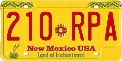 NM license plate 210RPA