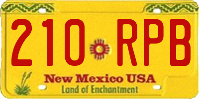 NM license plate 210RPB