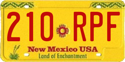 NM license plate 210RPF