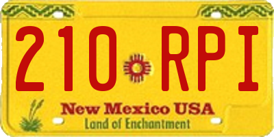 NM license plate 210RPI