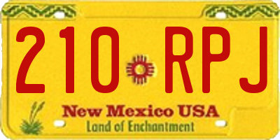 NM license plate 210RPJ