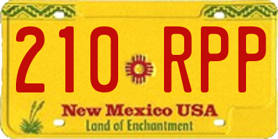 NM license plate 210RPP