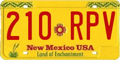 NM license plate 210RPV