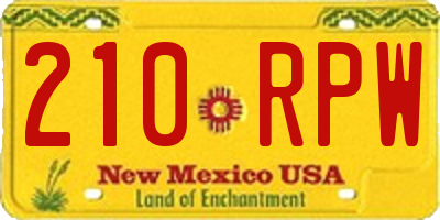 NM license plate 210RPW
