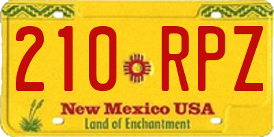 NM license plate 210RPZ