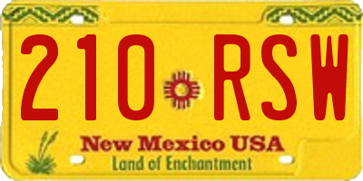 NM license plate 210RSW