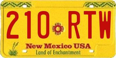 NM license plate 210RTW