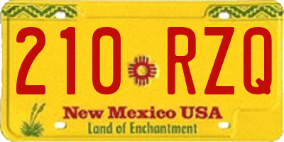 NM license plate 210RZQ