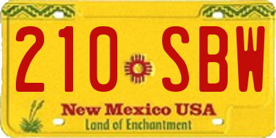 NM license plate 210SBW