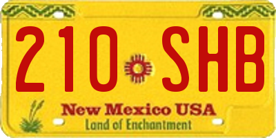 NM license plate 210SHB