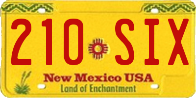 NM license plate 210SIX