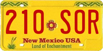 NM license plate 210SOR