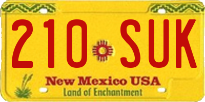 NM license plate 210SUK
