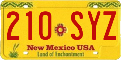 NM license plate 210SYZ
