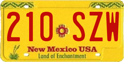 NM license plate 210SZW