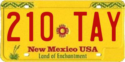 NM license plate 210TAY