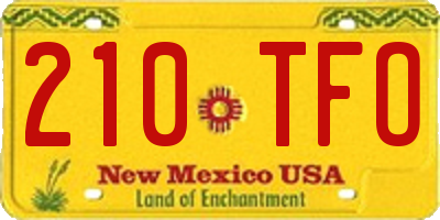 NM license plate 210TFO