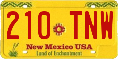 NM license plate 210TNW