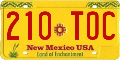 NM license plate 210TOC