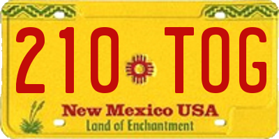 NM license plate 210TOG