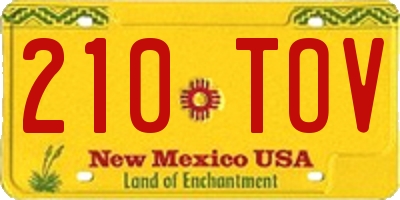 NM license plate 210TOV