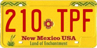 NM license plate 210TPF