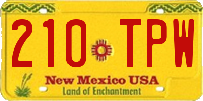 NM license plate 210TPW