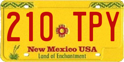 NM license plate 210TPY