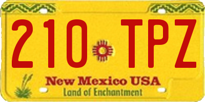 NM license plate 210TPZ