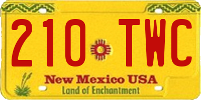 NM license plate 210TWC