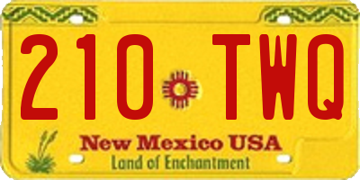 NM license plate 210TWQ