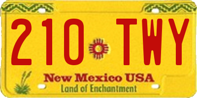 NM license plate 210TWY