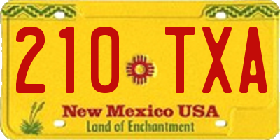 NM license plate 210TXA