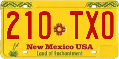 NM license plate 210TXO
