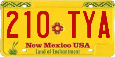 NM license plate 210TYA