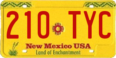 NM license plate 210TYC