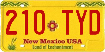 NM license plate 210TYD