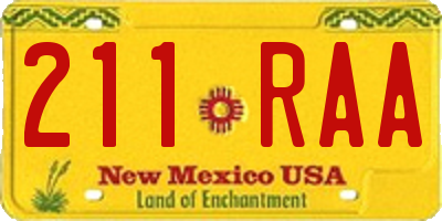 NM license plate 211RAA