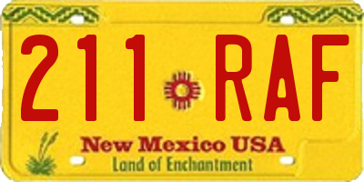 NM license plate 211RAF