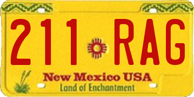 NM license plate 211RAG