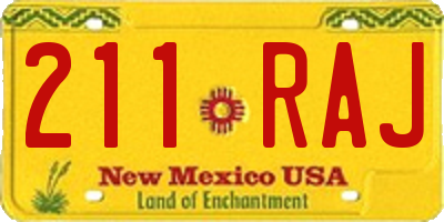 NM license plate 211RAJ