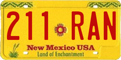 NM license plate 211RAN