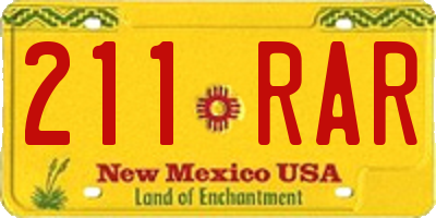 NM license plate 211RAR