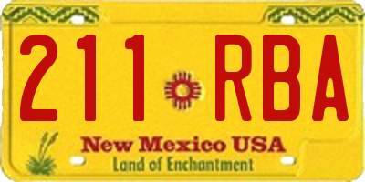 NM license plate 211RBA