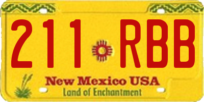 NM license plate 211RBB